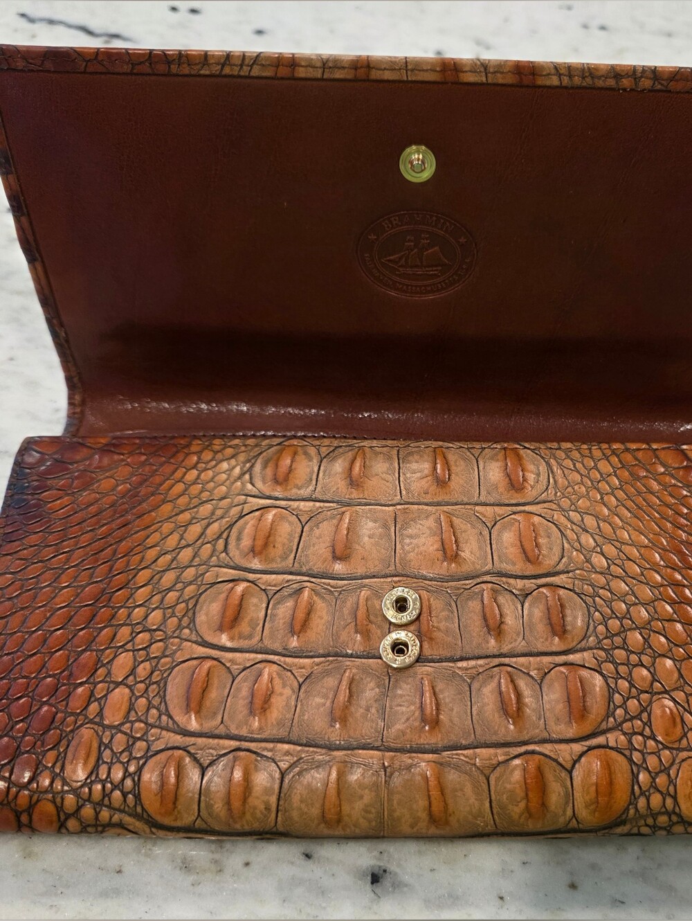 Woman's Brown Brahmin Croc-Embossed Leather Wallet